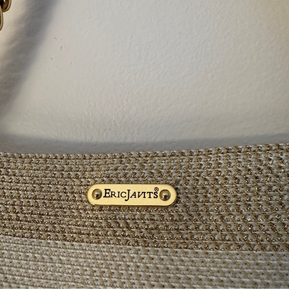 Eric Javits woven shoulder bag - tan white and gold - Picture 2 of 10